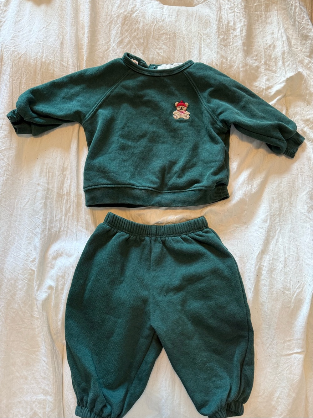 Zara Bear Sweatshirt and Pants Set & Jogger Set, Green, 1-3 Months